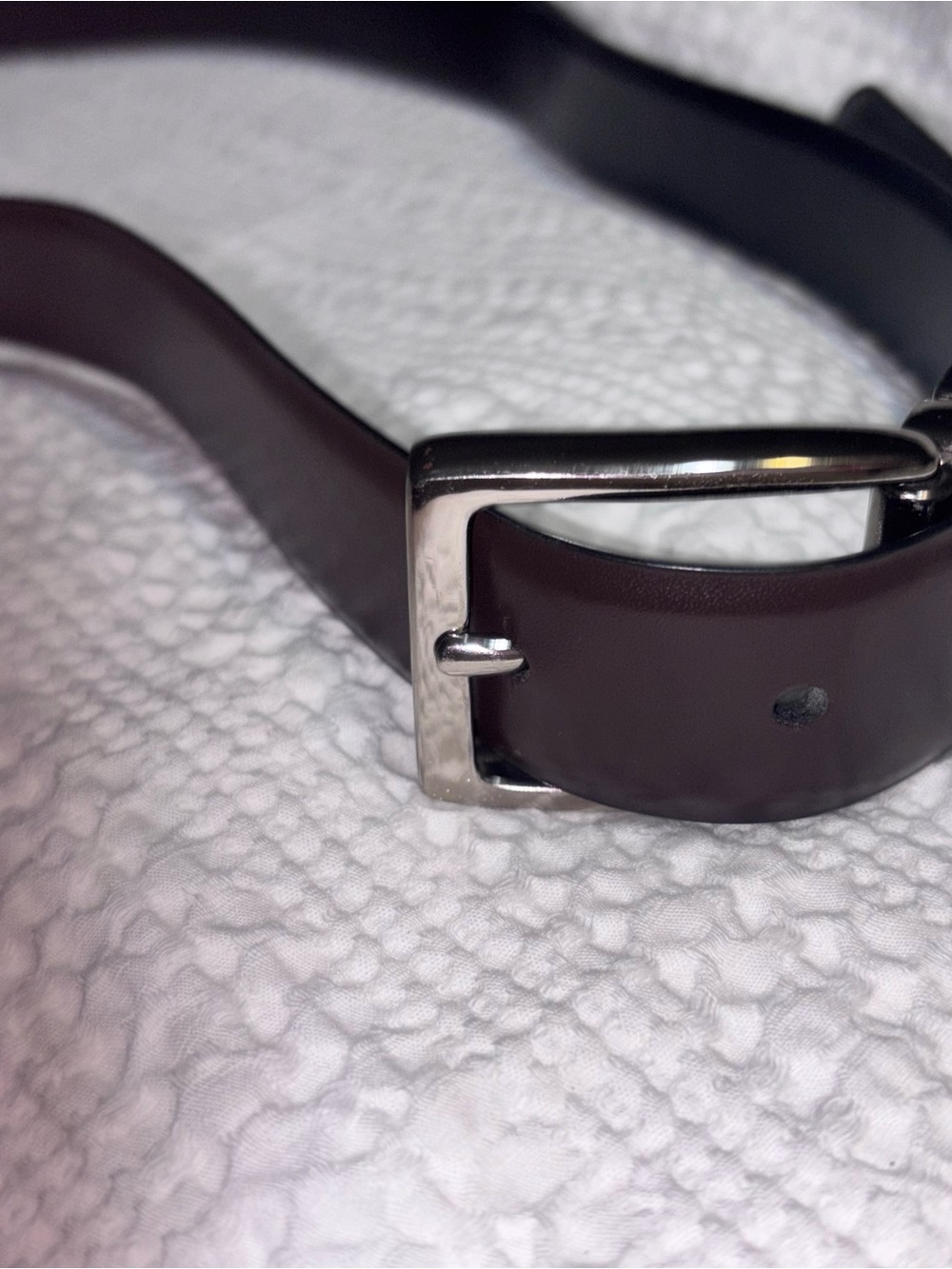 Men's Brown and Black Reversible Leather Belt with Silver Buckle